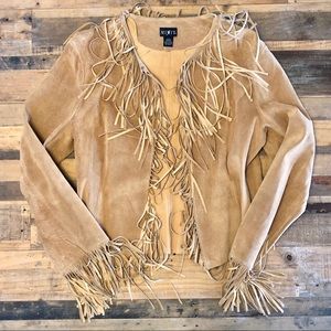 Tan Leather Fringe Ladies Jacket